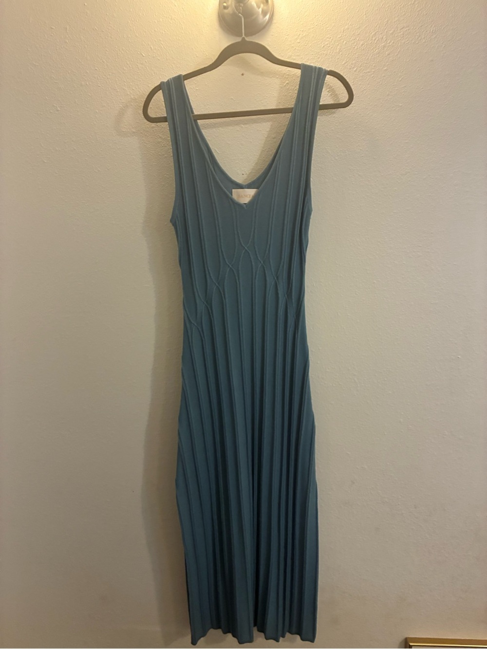 SANCIA Sleeveless V-Neck Ribbed Maxi Dress in Teal